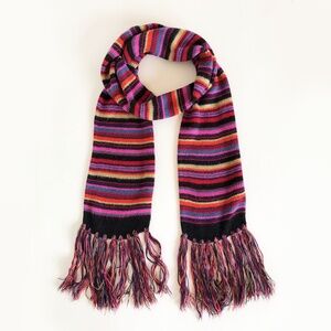 Vintage Multi-color Striped Long Knit Scarf